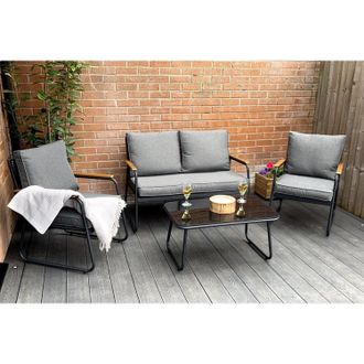 Outdoor Living Kendal modern 4 Piece Garden Conversation Set in Black