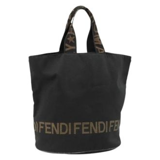 Fendi Pre-owned Tote Bags, female, Black, Size: ONE SIZE Pre-owned Canvas Tote Bag