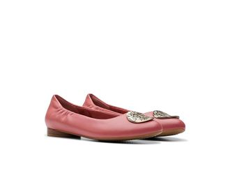 Clarks Loreleigh Ave Womens Flat Shoes Dusty Rose Leather : 7.5 B - Medium, Leather/Rubber