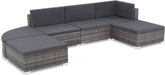 vidaXL Vidaxl - Set De Muebles De Jard&iacute;n 6 Pzas Y Cojines Rat&aacute;n Sint&eacute;tico Gris