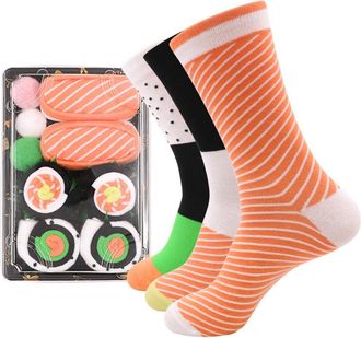 Generic Funny Sushi Socks Gift Set - Novelty Cotton Socks with Tuna, Salmon and Cucumber Designs, Creative Box Set for Men and Women, Unique Fun Fashion Acces