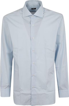 Barba Light Blue Spread Collar Smooth Cotton Shirt