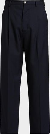 Marni Men & apos;s Tropical Wool Cropped Pleated Pants