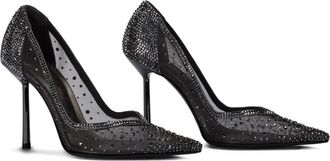 Le Silla 100 mm Nicole mesh pumps verfraaid met kristallen - Grijs