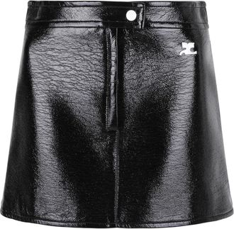 Courr&egrave;ges Zwarte Vinyl Mini Rok met AC Logo - Dames - Korte rokken - Zwart - S - Rokken