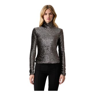 Patrizia Pepe Top a maniche lunghe con paillettes - - Tops - Donna - Grigio - XS