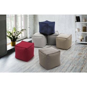 Talamo Italia Pouf Aron, Pouf multifunzione, Poltroncina relax in tessuto imbottito, 100% Made in Italy, 45x45h45 cm, Beige - Talamo Italia
