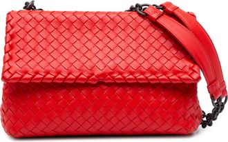 Bottega Veneta Pre-owned Womens Woven Leather Shoulder Bag - Red - One Size