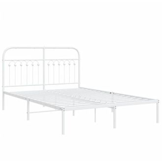 vidaXL Vidaxl - Estructura Cama Sin Colch&oacute;n Con Cabecero Metal Blanco 140x190cm