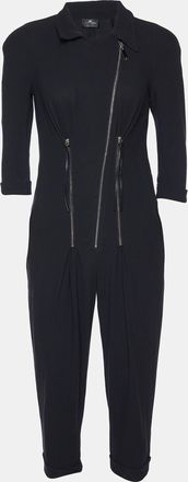 Elisabetta Franchi Black Crepe Zip Detail Jumpsuit
