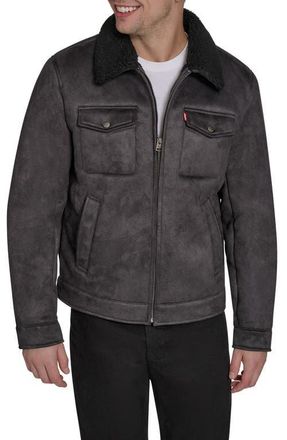 Levi's Faux Shearling Lined Trucker Jacket in Black at Nordstrom, Size Xx-Large