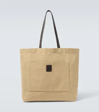 The Row Tori leather-trimmed canvas tote bag