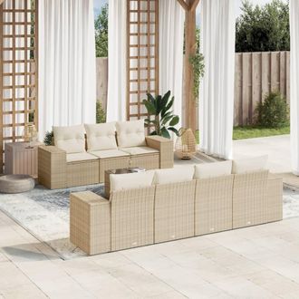 vidaXL Vidaxl - Juego De Sof&aacute;s De Jard&iacute;n Con Cojines Beige 8 Pzas Rat&aacute;n Pe