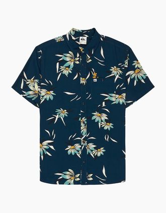 Quiksilver Mens Quiksilver Mens Coastal Floral Short Sleeve Shirt - Navy - Size: Regular/36