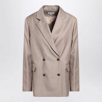 Loulou Studio Double Breasted Wool Jacket In Taupe Color