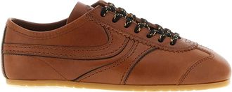 Dries Van Noten Leather Sneakers - Dames - Sneakers - Bruin - 36 EU - Leer - Schoenen