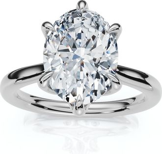 Pompeii3 Certified 1 1/2Ct Oval Diamond Solitaire Engagement Ring 14k White Gold Lab Grown