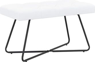 vidaXL Banco Con Tapicer&iacute;a Con Botones Blanco 80 X 40 X 46 Cm Tela Vidaxl