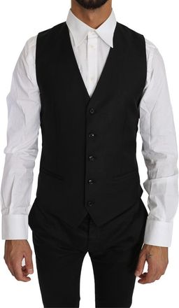 Dolce & Gabbana Wool Silk Blend Vest - Black