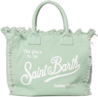 MC2 Saint Barth Pastel Green Tote Bag with Frayed Edges