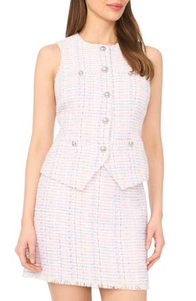 CeCe by Cynthia Steffe Tweed Cutaway Vest in New Ivory at Nordstrom, Size 12