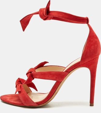 Alexandre Birman Red Suede Clarita Ankle Strap Sandals