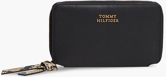 Tommy Hilfiger Womens Smooth Leather Medium Zip Wallet - Black