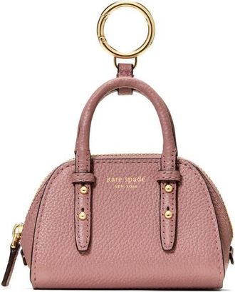 Kate Spade New York charmed pebble leather key fob in Dusk Rose at Nordstrom