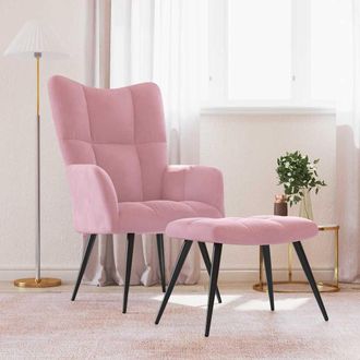 vidaXL Sill&oacute;n De Relax Con Taburete Terciopelo Rosa Vidaxl
