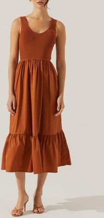 ASTR the Label Mixed Media Fit & Flare Dress in Rust Brown at Nordstrom Rack, Size X-Large