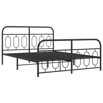 Berkfield Home Metal Bed Frame without Mattress with Footboard Black 140x190cm | Size: 140x190 cm