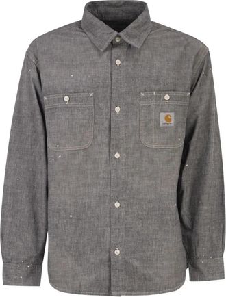 Carhartt Work in Progress Chest-Pocket Logo-Detail Shirt - Heren - Casual Overhemden - Grijs - M - Katoen - Overhemden