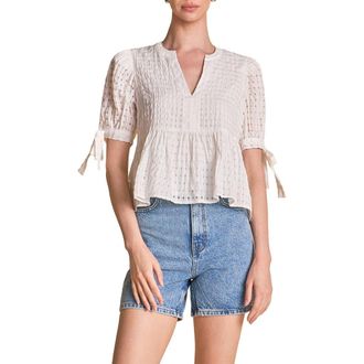 English Factory Gingham Poplin Top in White at Nordstrom, Size Small