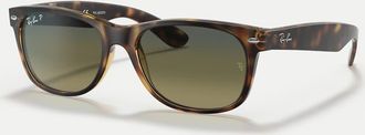 Ray-Ban New Wayfarer - Occhiali da sole squadrati classici color Havana con lenti blu polarizzate-Marrone