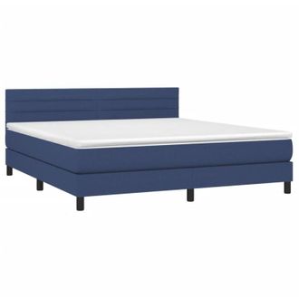 vidaXL Cama Box Spring Colch&oacute;n Y Luces Led Tela Azul 180x200 Cm Vidaxl