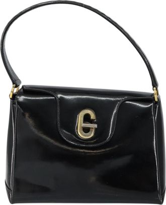 Gucci Vintage Handbag Enamel Black Patent_Leather Handbag (Pre-Owned)