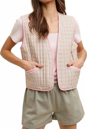Wishlist Quilt Patchwork Vest In Natural/punch