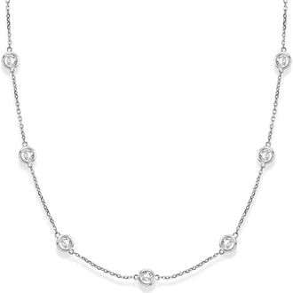 Allurez Natural Diamond Station Necklace Bezel-Set 14k in White Gold at Nordstrom, Size 18