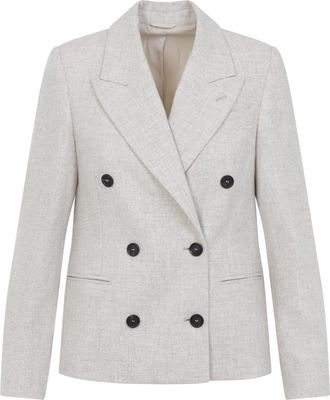 Brunello Cucinelli Brunello Cucinelli Womens Double Breasted Jacket - Light Grey Wool - Size EU 38 (Womens)