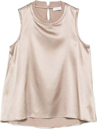 PESERICO keyhole-detail top - women - Silk/Elastane/Cotton - 36 - Neutrals