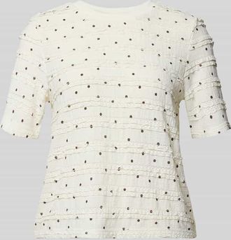 Jake*s Casual T-Shirt im Allover-Look mit Rundhalsausschnitt in Offwhite, Gr&ouml;&szlig;e XXL