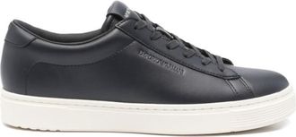 Emporio Armani Navy Blue Leather Sneakers