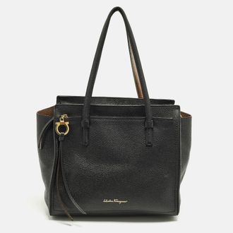 Ferragamo Amy Black Leather Tote