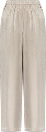 Emporio Armani Elastische broek in gewassen- vloeiende Lyocell - Dames - Wijde Broeken - Beige - XS - Broeken