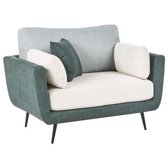 Beliani Sill&oacute;n Tapizado En Tela Con Reposabrazos Patas Macizas Cojines Adicionales Verde Bolga