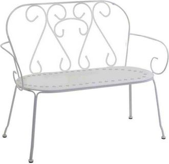 Vacchetti Banco De Jard&iacute;n Blanco 105x48 Cm H 90 Cm En Metal Mod. New Old