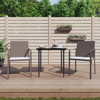 vidaXL Juego Comedor Jard&iacute;n 3 Piezas Y Cojines Rat&aacute;n Sint&eacute;tico Y Acero Vidaxl