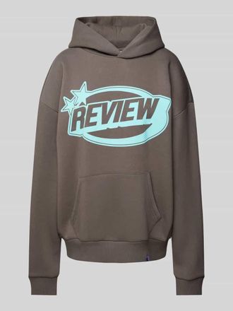 Review Hoodie mit Label-Print in Dunkelgrau, Gr&ouml;&szlig;e XS