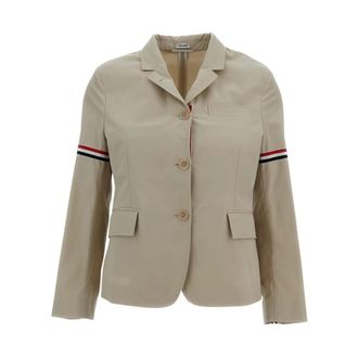 Thom Browne Light Jackets, female, Beige, Size: M Single-breasted Blazer