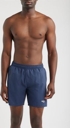 BOSS Swordfish Swim Trunks in Navy at Nordstrom, Size Xx-Large
